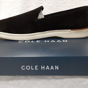 COLE HANN MEN GRAND 360 SUEDE LEATHER SLIP ON SHOES BLACK/WHITE 11M